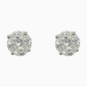 Aretes de oro blanco de 18 kt con diamantes modernos de 1,13 kt, juego de 2