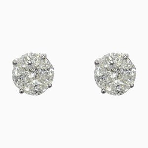 Boucles d'Oreilles en Or Blanc 18 Carat et Diamant 0.56 Carat, Set de 2