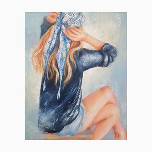 Martine Grégoire, Le foulard bleu, 2022, Oil on Canvas