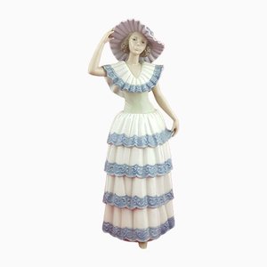 Nao Girl in Ruffled Dress and Pleated Hat from Lladro