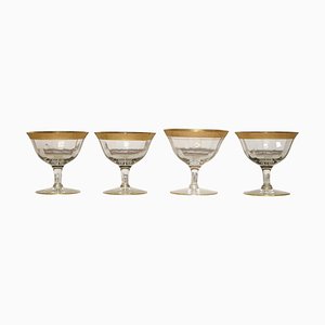 Thistle Gold Champagne Glasses with Gold Trims, Set of 4