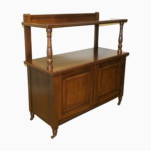 Victorian Brown Mahogany Two Tier Whatnot Cupboard on Castors