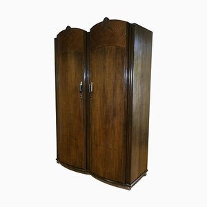 rt Deco Walnut Brown Double Wardrobe on Wheels from C.W.S