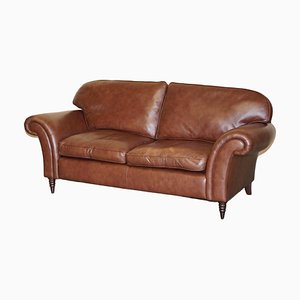 Large Heritage Brown Leather Mortimer Sofa from Laura Ashley