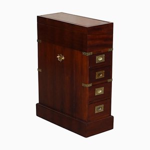 Small Mahogany & Brass Davenport Pedestal Desk Side End Table by Kennedy from Harrods