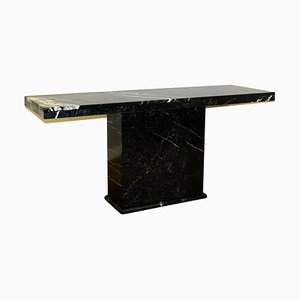 Black & White Marquina Marble Console Table, 1980s