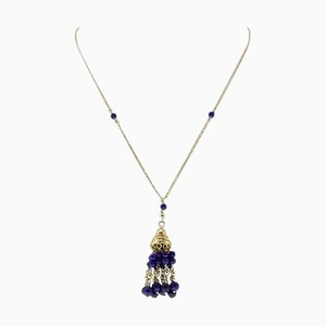 Blue Lapis 18k Yellow Gold Pendant Necklace