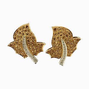 Aretes artesanales de oro con topacios y diamantes