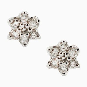 Flower Earrings in 18K White Gold with Diamonds