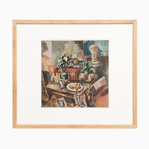 Charles Dufresne, Nature morte au pot de fleurs, 1971, Lithograph, Framed