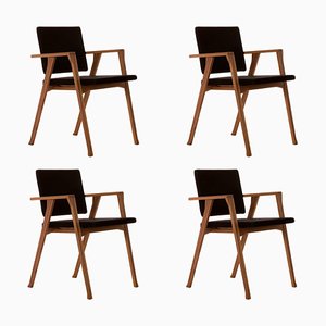 Wood and Fabric Luisa Chairs by Franco Albini for Cassina, Set of 4