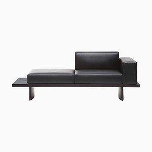 Refolo Modulares Sofa aus Holz & Schwarzem Leder von Charlotte Perriand für Cassina