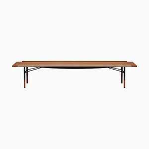 Banco de mesa grande de madera y latón de Finn Juhl para Design M