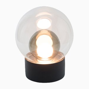 Kleine Boule aus klarem & rauchgrauem Glas mit schwarzem Fuß von Sebastian Herkner für Pulpo & Rosenthal