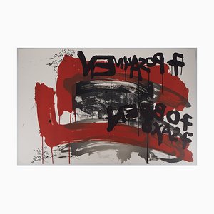 Lithographie Originale Wolf Vostell, Le cri: L'homme en noir, 1990