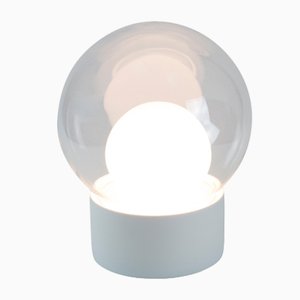 Kleine Boule aus klarem & opalweißem Glas mit weißem Fuß von Sebastian Herkner für Pulpo & Rosenthal