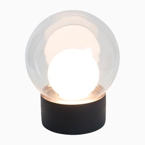 Kleine Boule aus klarem & opalweißem Glas mit schwarzem Fuß von Sebastian Herkner für Pulpo & Rosenthal