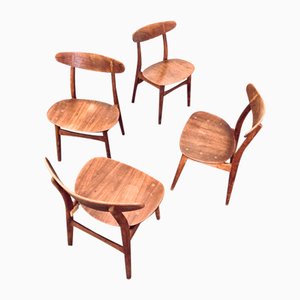 Teak & Oak CH30 Dining Chairs by Hans Wegner for Carl Hansen & Søn, Set of 4