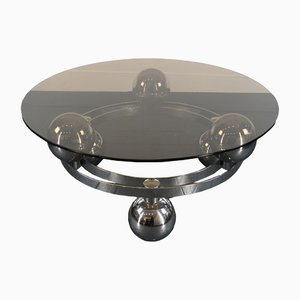 Sputnik Chromed Coffee Table With Shaded Glass Top, 1970s