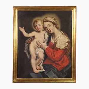 Madonna with Child, 18th-Century, Oil on Canvas, Framed