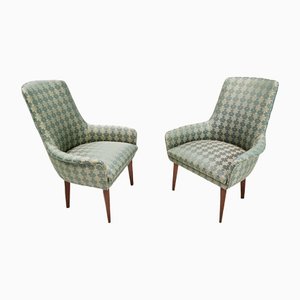 Italienische Vintage Sessel aus grünem Stoff & Buche, 2er Set