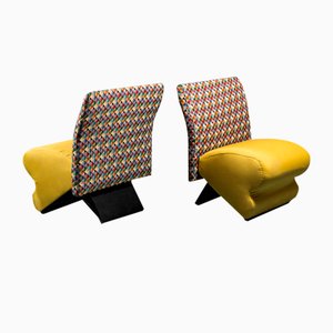 Vintage Yellow Fabric Lounge Chair, 1980s, Set of 2