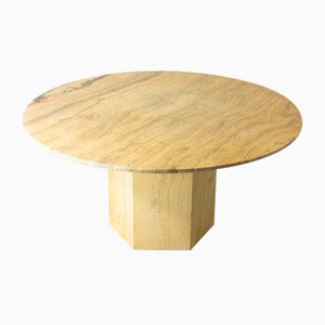 Blonde Travertine Dining Table, Italy, 1970s