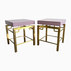 French Lacquered & Brass Side Tables by Guy Lefèvre, 1970s, Set of 2