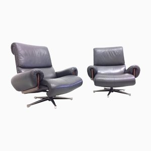 Leather Swivel Armchairs by André Vandenbeuck for Strässle, 1960s, Set of 2