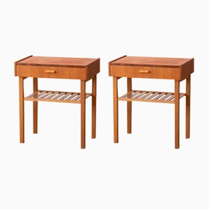 Swedish Teak & Oak Bedside Tables, Set of 2