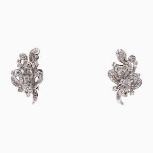 Vintage 18k White Gold Earrings with Diamonds, 1960s, Set of 2