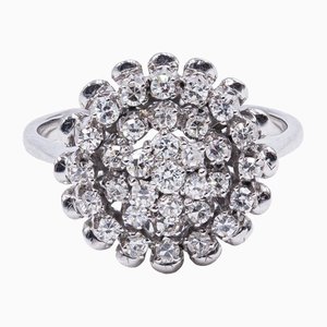 18k White Gold Dome Ring with Diamonds