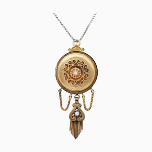 14 Karat Yellow Gold Pearls Brooch / Pendant Necklace