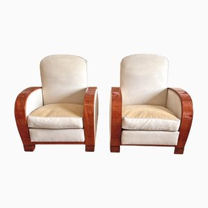 Large Art Deco Convertible Armchairs, Set of 2