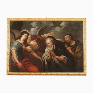 Abraham et les Anges, 18ème Siècle, Huile sur Toile, Encadrée