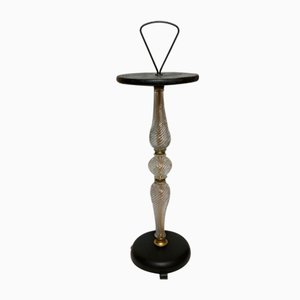 Glass & Brass Bonbonniere Portable Pedestal Side Table, 1960s