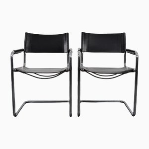 Armchairs in Black Saddle Leather by Matteo Grassi, Set of 2