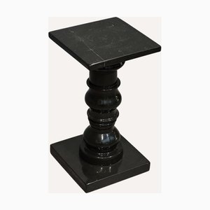 Vintage Black Natural Stone Marble Pedestal or Side Table