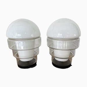 Italian Ghost Murano Glass Lamps, 1970s, Set of 2