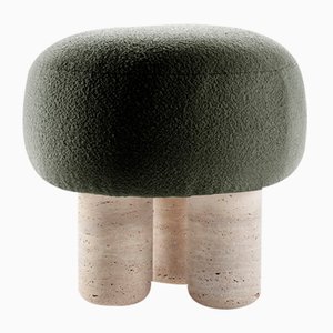 Hygge Pouf Boucle Forest Travertino by Saccal Design House for Collector