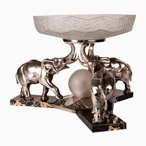 Art Déco Centrepiece and Lamp with Elephants