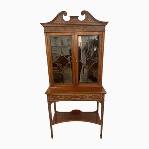Antique Victorian Mahogany Inlaid Display Cabinet by Edwards & Roberts, London
