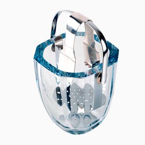 Swedish Ice Bucket in Aquamarine Crystal Glass by Asta Strömberg for Strömbergshyttan, 1960s