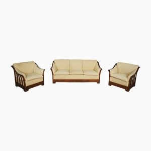 Wood Sofa & Armchairs from Mobil Girgi, 1970s, Set of 3