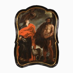 Artista fiammingo, San Giovanni Evangelista e San Giovanni Battista, XVIII secolo, Olio su tela, Incorniciato