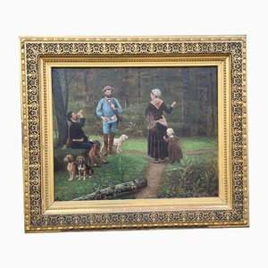F Brillaud, scene di caccia, XIX secolo, dipinti ad olio su tela, set di 2