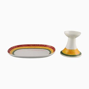 My Way Dish & Candlestick in Porcelain by Paloma Picasso for Villeroy & Boch, Set of 2