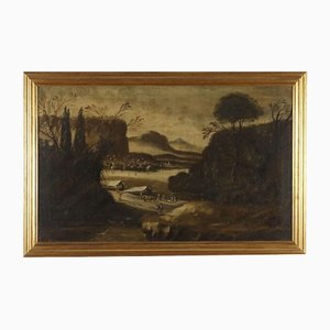 Italienischer Künstler, Landschaft, 19. Jh., Öl auf Leinwand, Gerahmt