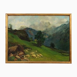 Giuseppe Gaudenzi, paisaje, óleo sobre lienzo, enmarcado
