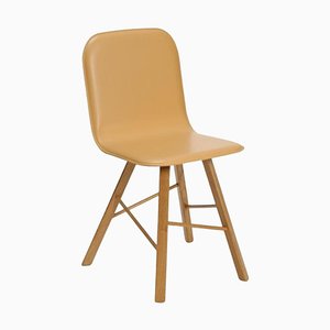 Tria Simple Stuhl aus naturbelassenem Leder mit Beinen aus Eiche von Colé Italia